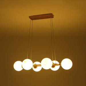 LightFixturesUSA - Brass Frosted White Glass Bubble Oval Ring Island Chandelier - Chandelier - Brass - 