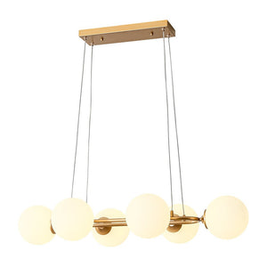 LightFixturesUSA - Brass Frosted White Glass Bubble Oval Ring Island Chandelier - Chandelier - Brass - 