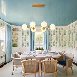 LightFixturesUSA - Brass Frosted White Glass Bubble Oval Ring Island Chandelier - Chandelier - Brass - 