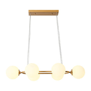 LightFixturesUSA - Brass Frosted White Glass Bubble Oval Ring Island Chandelier - Chandelier - Brass - 