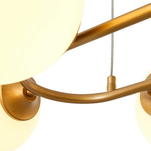 LightFixturesUSA - Brass Frosted White Glass Bubble Oval Ring Island Chandelier - Chandelier - Brass - 