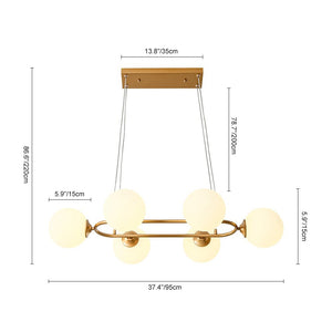 LightFixturesUSA - Brass Frosted White Glass Bubble Oval Ring Island Chandelier - Chandelier - Brass - 