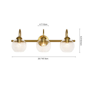 LightFixturesUSA - Brass Goose Arm Glass Globe 3 - Light Vanity Wall Sconce - Wall Sconce - Brass - 