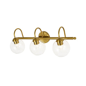 LightFixturesUSA - Brass Goose Arm Glass Globe 3 - Light Vanity Wall Sconce - Wall Sconce - Brass - 