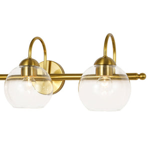 LightFixturesUSA - Brass Goose Arm Glass Globe 3 - Light Vanity Wall Sconce - Wall Sconce - Brass - 