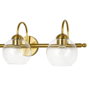LightFixturesUSA - Brass Goose Arm Glass Globe 3 - Light Vanity Wall Sconce - Wall Sconce - Brass - 