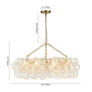 LightFixturesUSA - Brass Halo Ribbed Glass Globe Bubble Ring Chandelier - Chandelier - 8 - Lt - 