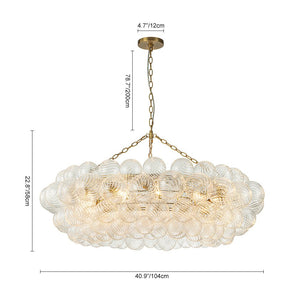 LightFixturesUSA - Brass Halo Ribbed Glass Globe Bubble Ring Chandelier - Chandelier - 8 - Lt - 
