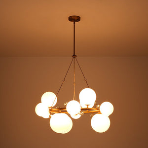 LightFixturesUSA - Brass Halo Shine Opal Glass Bubble Ring Chandelier - Chandelier - Brass (Exclusive Offer) - 