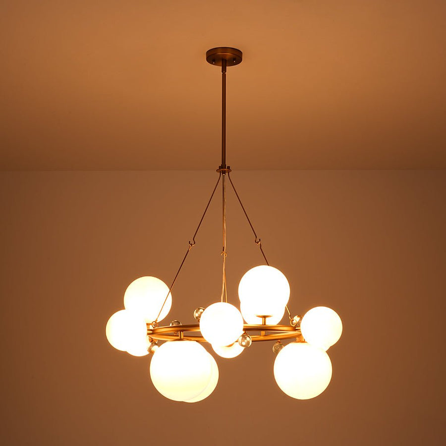 LightFixturesUSA - Brass Halo Shine Opal Glass Bubble Ring Chandelier - Chandelier - Brass (Exclusive Offer) - 