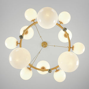 LightFixturesUSA - Brass Halo Shine Opal Glass Bubble Ring Chandelier - Chandelier - Brass (Exclusive Offer) - 
