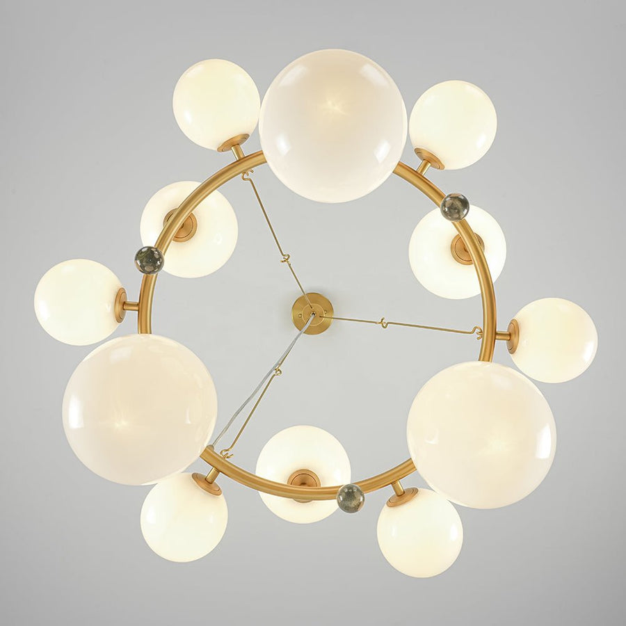 LightFixturesUSA - Brass Halo Shine Opal Glass Bubble Ring Chandelier - Chandelier - Brass (Exclusive Offer) - 