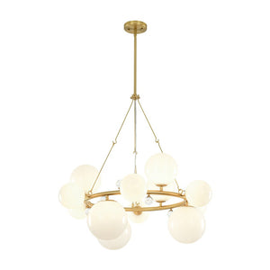 LightFixturesUSA - Brass Halo Shine Opal Glass Bubble Ring Chandelier - Chandelier - Brass (Exclusive Offer) - 