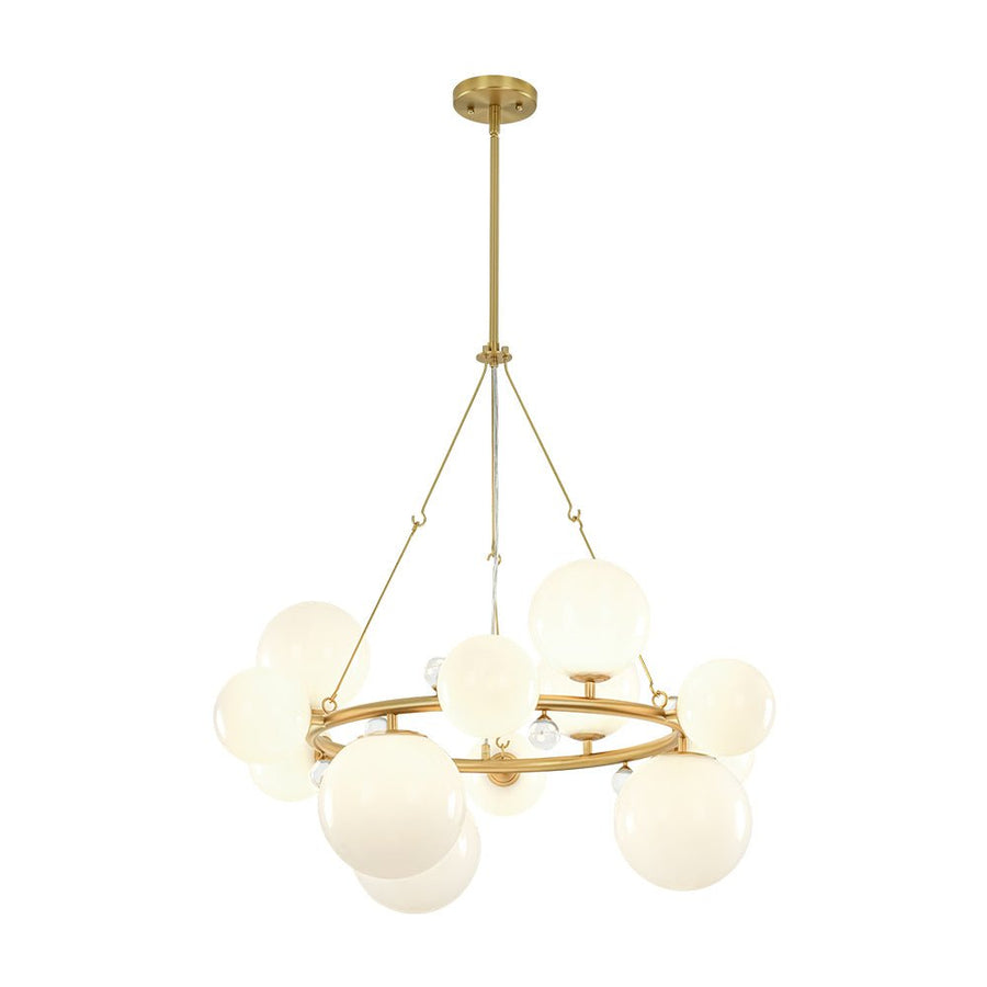 LightFixturesUSA - Brass Halo Shine Opal Glass Bubble Ring Chandelier - Chandelier - Brass (Exclusive Offer) - 