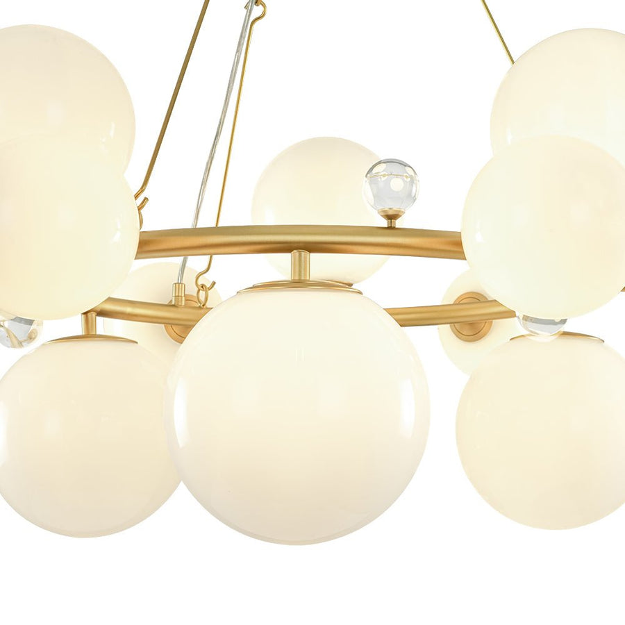 LightFixturesUSA - Brass Halo Shine Opal Glass Bubble Ring Chandelier - Chandelier - Brass (Exclusive Offer) - 