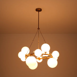 LightFixturesUSA - Brass Halo Shine Opal Glass Bubble Ring Chandelier - Chandelier - Brass (Exclusive Offer) - 