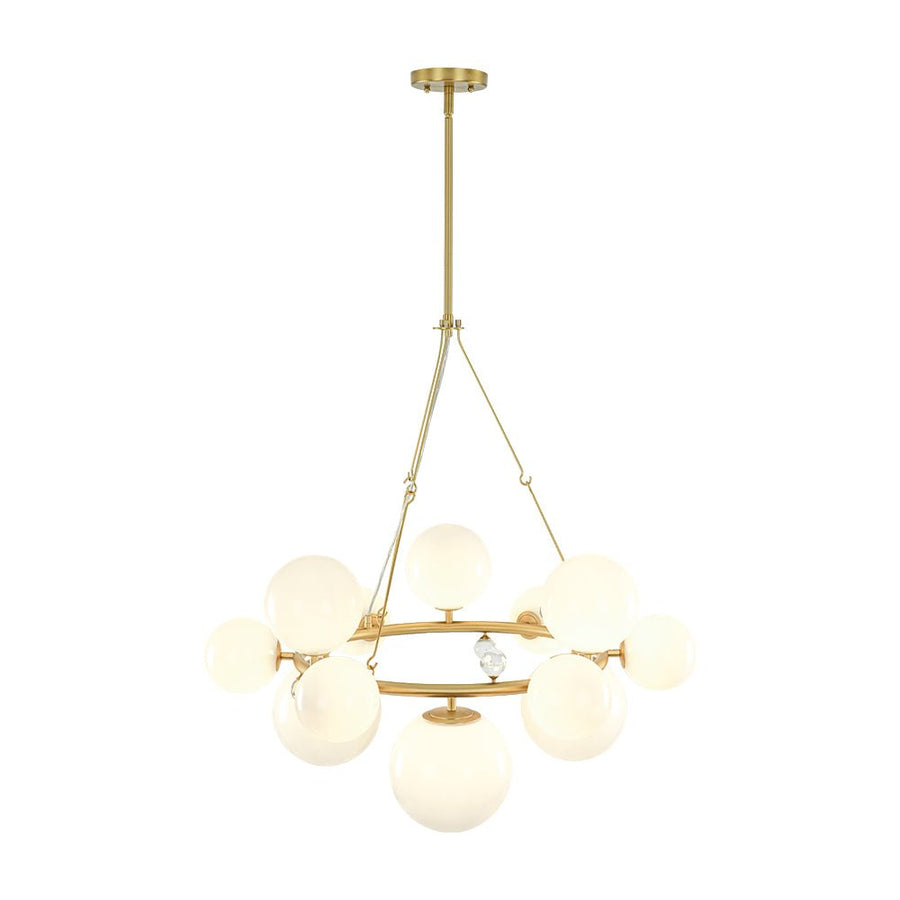 LightFixturesUSA - Brass Halo Shine Opal Glass Bubble Ring Chandelier - Chandelier - Brass (Exclusive Offer) - 