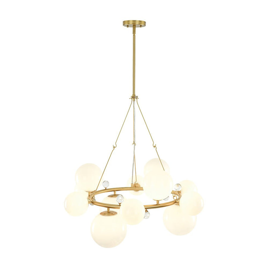 LightFixturesUSA - Brass Halo Shine Opal Glass Bubble Ring Chandelier - Chandelier - Brass (Exclusive Offer) - 
