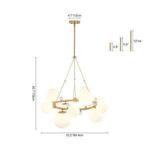 LightFixturesUSA - Brass Halo Shine Opal Glass Bubble Ring Chandelier - Chandelier - Brass (Exclusive Offer) - 