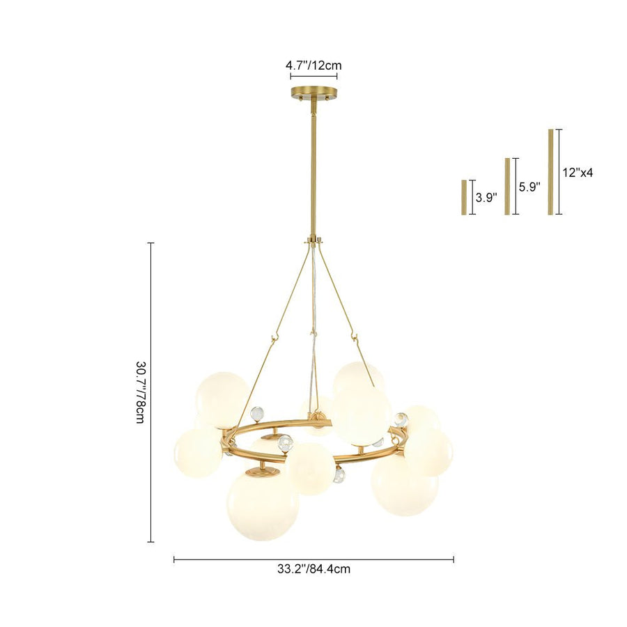 LightFixturesUSA - Brass Halo Shine Opal Glass Bubble Ring Chandelier - Chandelier - Brass (Exclusive Offer) - 