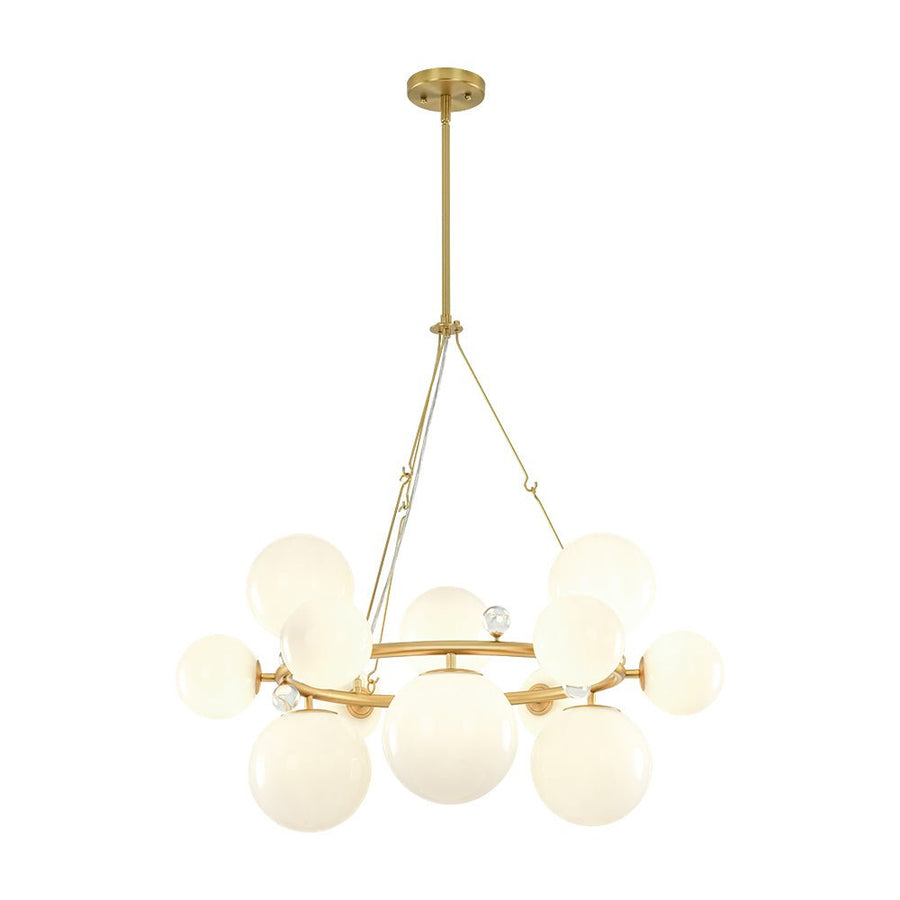 LightFixturesUSA - Brass Halo Shine Opal Glass Bubble Ring Chandelier - Chandelier - Brass (Exclusive Offer) - 