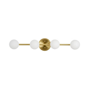 LightFixturesUSA - Brass Linear Opal Glass Globe Semi Flush Mount Vanity Light - Wall Sconce - 3 - Lt - 