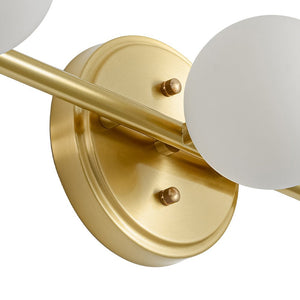 LightFixturesUSA - Brass Linear Opal Glass Globe Semi Flush Mount Vanity Light - Wall Sconce - 3 - Lt - 