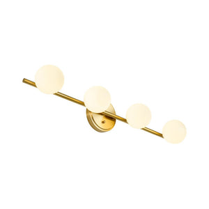 LightFixturesUSA - Brass Linear Opal Glass Globe Semi Flush Mount Vanity Light - Wall Sconce - 3 - Lt - 