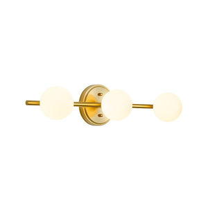 LightFixturesUSA - Brass Linear Opal Glass Globe Semi Flush Mount Vanity Light - Wall Sconce - 3 - Lt - 