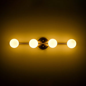 LightFixturesUSA - Brass Linear Opal Glass Globe Semi Flush Mount Vanity Light - Wall Sconce - 3 - Lt - 