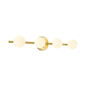 LightFixturesUSA - Brass Linear Opal Glass Globe Semi Flush Mount Vanity Light - Wall Sconce - 3 - Lt - 