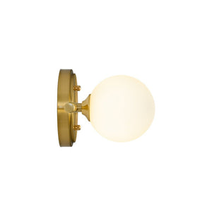 LightFixturesUSA - Brass Linear Opal Glass Globe Semi Flush Mount Vanity Light - Wall Sconce - 3 - Lt - 
