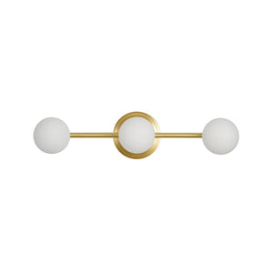 LightFixturesUSA - Brass Linear Opal Glass Globe Semi Flush Mount Vanity Light - Wall Sconce - 3 - Lt - 