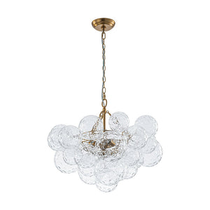 LightFixturesUSA - Brass Luxe Cluster Hammered Glass Globe Bubble Chandelier - Chandelier - 3 - Lt - 