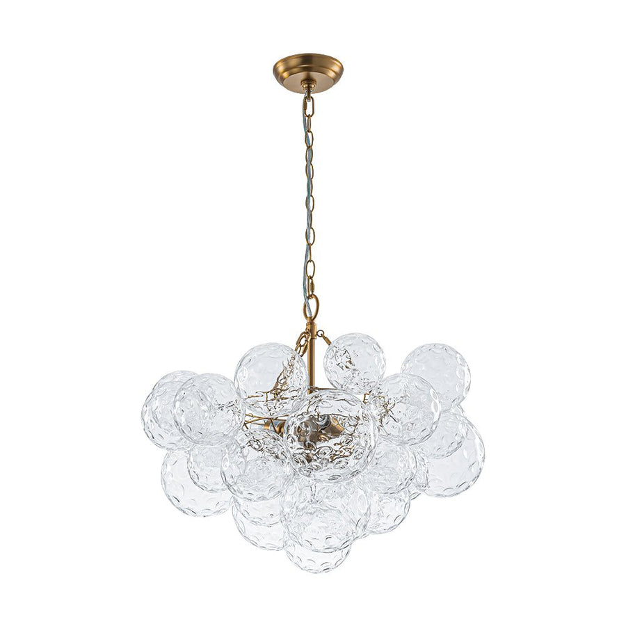 LightFixturesUSA - Brass Luxe Cluster Hammered Glass Globe Bubble Chandelier - Chandelier - 3 - Lt - 