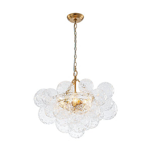 LightFixturesUSA - Brass Luxe Cluster Hammered Glass Globe Bubble Chandelier - Chandelier - 3 - Lt - 