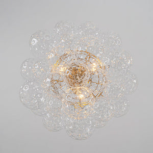 LightFixturesUSA - Brass Luxe Cluster Hammered Glass Globe Bubble Chandelier - Chandelier - 3 - Lt - 