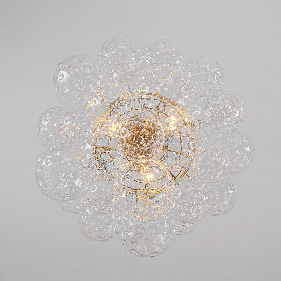 LightFixturesUSA - Brass Luxe Cluster Hammered Glass Globe Bubble Chandelier - Chandelier - 3 - Lt - 