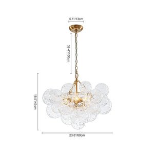 LightFixturesUSA - Brass Luxe Cluster Hammered Glass Globe Bubble Chandelier - Chandelier - 3 - Lt - 