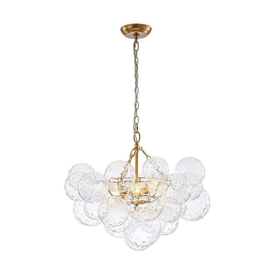 LightFixturesUSA - Brass Luxe Cluster Hammered Glass Globe Bubble Chandelier - Chandelier - 3 - Lt - 