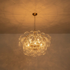 LightFixturesUSA - Brass Luxe Cluster Hammered Glass Globe Bubble Chandelier - Chandelier - 3 - Lt - 