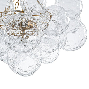 LightFixturesUSA - Brass Luxe Cluster Hammered Glass Globe Bubble Chandelier - Chandelier - 3 - Lt - 