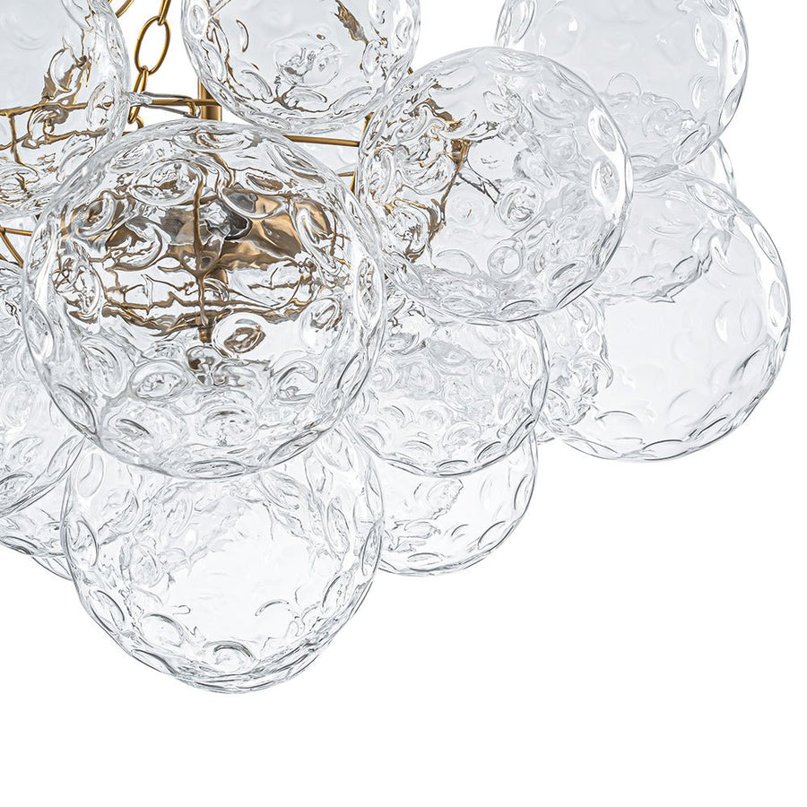 LightFixturesUSA - Brass Luxe Cluster Hammered Glass Globe Bubble Chandelier - Chandelier - 3 - Lt - 