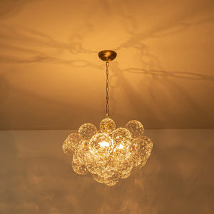 LightFixturesUSA - Brass Luxe Cluster Hammered Glass Globe Bubble Chandelier - Chandelier - 3 - Lt - 