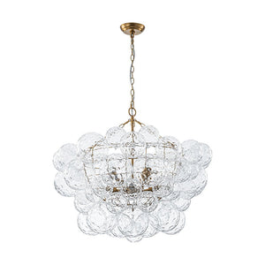 LightFixturesUSA - Brass Luxe Cluster Hammered Glass Globe Bubble Chandelier - Chandelier - 8 - Lt - 