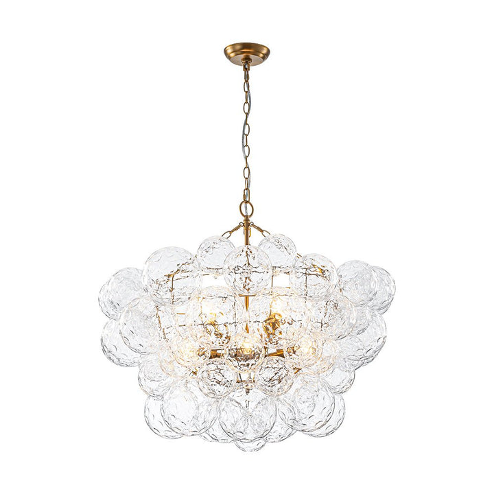 LightFixturesUSA - Brass Luxe Cluster Hammered Glass Globe Bubble Chandelier - Chandelier - 8 - Lt - 