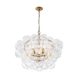 LightFixturesUSA - Brass Luxe Cluster Hammered Glass Globe Bubble Chandelier - Chandelier - 8 - Lt - 