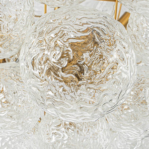 LightFixturesUSA - Brass Luxe Cluster Rippled Glass Globe Bubble Chandelier - Chandelier - 8 - Lt - 