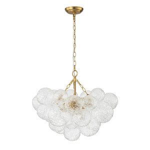 LightFixturesUSA - Brass Luxe Cluster Rippled Glass Globe Bubble Chandelier - Chandelier - 8 - Lt - 