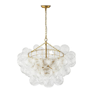 LightFixturesUSA - Brass Luxe Cluster Rippled Glass Globe Bubble Chandelier - Chandelier - 8 - Lt - 